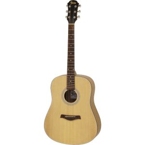 Aria Fiesta Series Dreadnought Acoustic Guitar in Natural Matte Finish - The Perfect Choice for Beginners!