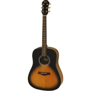 Aria Fiesta Series Dreadnought Acoustic Guitar in Tobacco Sunburst Matte Finish - The Perfect Choice for Beginners!