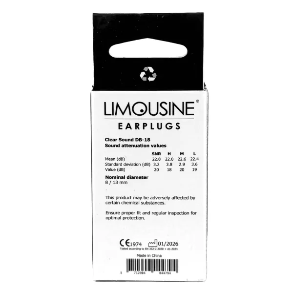 Limousine Clear Sound Earplugs 18db and 26db Filters - Image 4